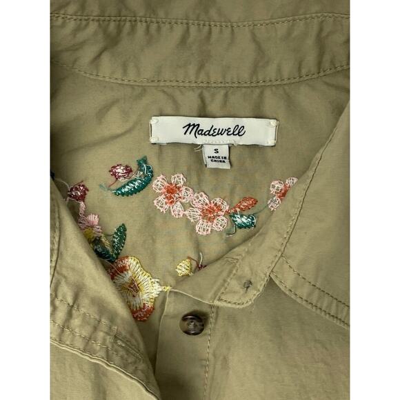 Madewell Woman’s Button-Up Tie Front Camp Shirt Embroidered Floral Pattern S - Picture 8 of 12